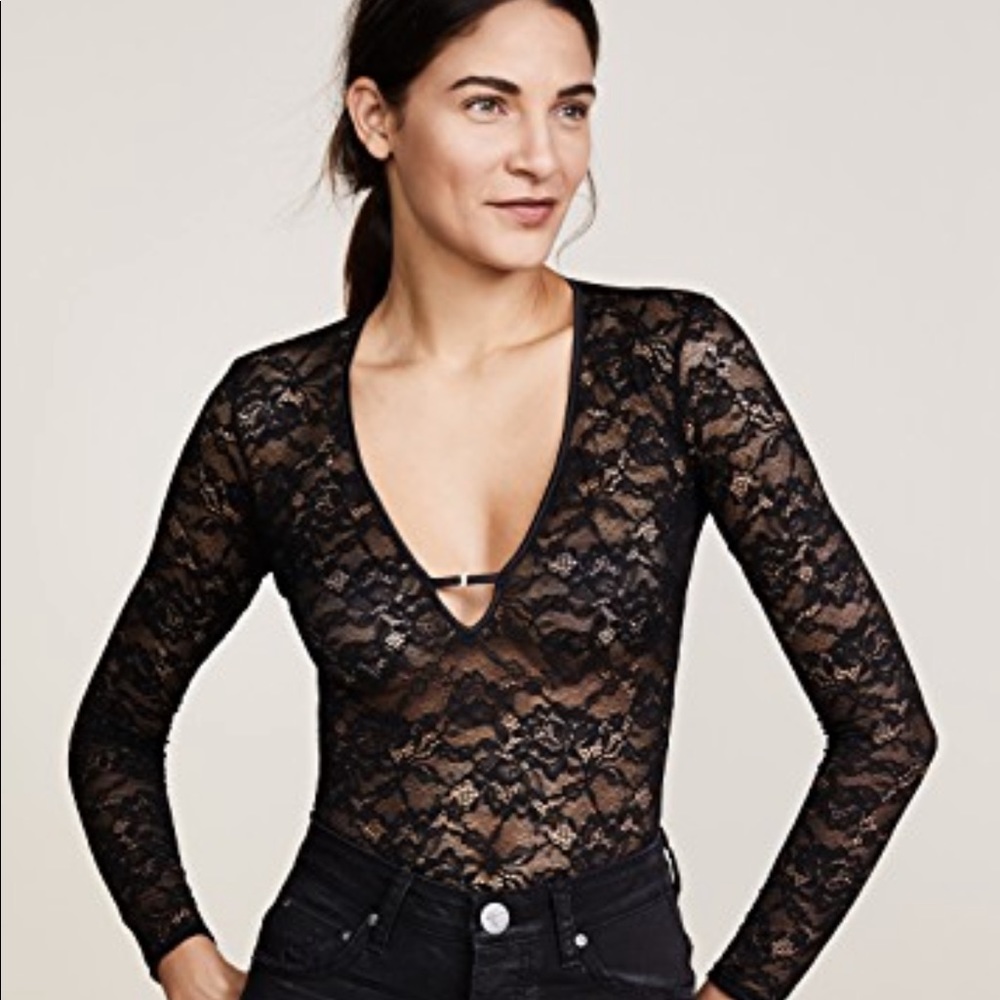 kendall and kylie Lace V Neck Bodysuit